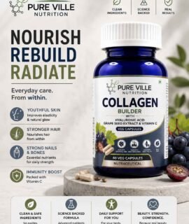 Pure Ville Nutrition Collagen + Grape Seed Extract + Hyaluronic Acid + Vitamin C Caps – 60 Veg Caps