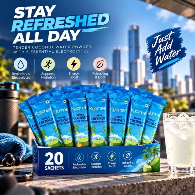 KYOMEE: Instant Tender Coconut Water Powder – 10 Sachets Pack of 2