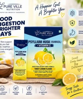 Pure Ville Nutrition Psyllium Husk + Vitamin C Lemon Sachets Pack – 30 Sachets