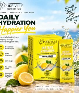Pure Ville Nutrition Zero Sugar Lemon Electrolytes Hydration Drink Mix – 30 Sachets