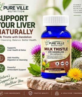 Pure Ville Nutrition Milk Thistle with Dandelion Veg Capsules – 60 Veg Caps Pack of 2