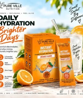 Pure Ville Nutrition Zero Sugar Orange Electrolytes Hydration Drink Mix – 30 Sachets