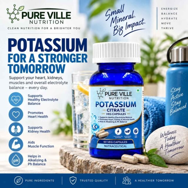 Pure Ville Nutrition Potassium Citrate Veg Capsules – 60 Veg Caps