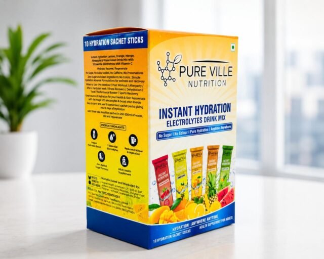 Pure Ville Nutrition Zero Sugar Assorted Flavors Electrolytes Hydration Drink Mix – 10 Sachets Pack of 2